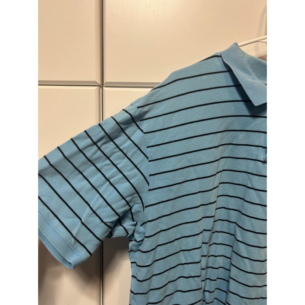 Eddie Bauer Mens XXL Blue Striped Short Sleeve Cotton Pique Polo Shirt‎ - Picture 2 of 16